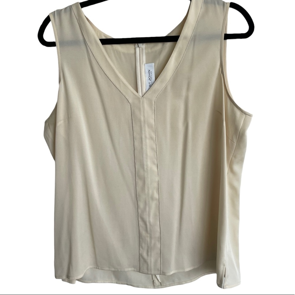 ST JOHN Silk Blend Cream Camisole Top Tank Size 6